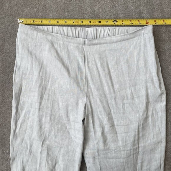 J Jill Pants Womens Medium Petite Light Grey Cropped Linen Stretch Button Detail - Picture 8 of 13